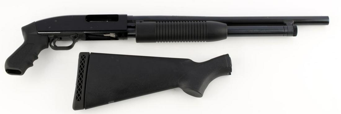 MOSSBERG MODEL 88 PUMP ACTION 12 GA SHOTGUN: Steel and polymer construction, maker, model, serial number, and caliber marked to left side receiver, chambered for 2 3/4 and 3 inch shells, 18.5 inch cylinder bore, bright and clean bore, both pisto