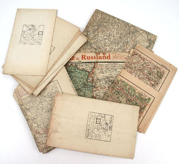 WWI GERMAN TRENCH AND BATTLEFIELD MAP COLLECTION: Collection of WW1 German military maps of Europe with varying locations, including Verdun. Also included are pre 1900 series maps, many with hand notations and battle details, all in good to very good