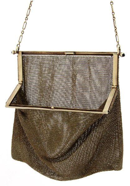 A.G. BELL DESCENDANT 14K GOLD MESH FLAPPER PURSE
