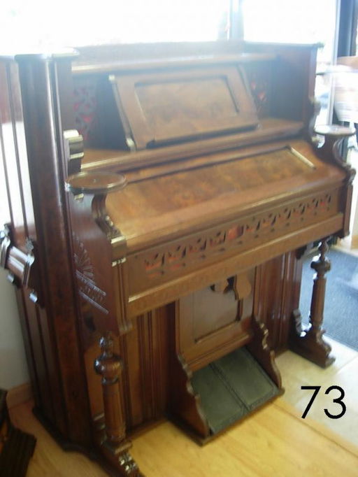 3073 Antique Crown Pump Organ W Candlestands Circa 188 May 06