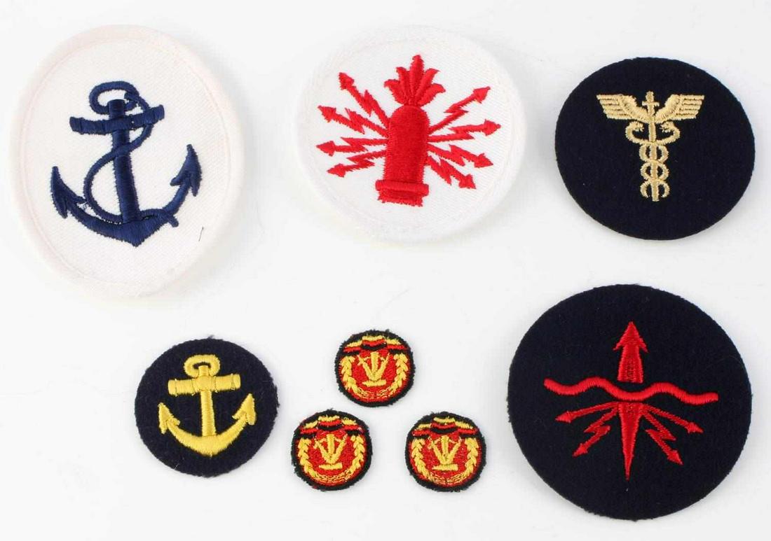 COLD WAR EAST GERMAN NAVAL PATCH LOT OF 8: East German Naval patches ranging from 1 inch to 3.5 inches. Very good condition.