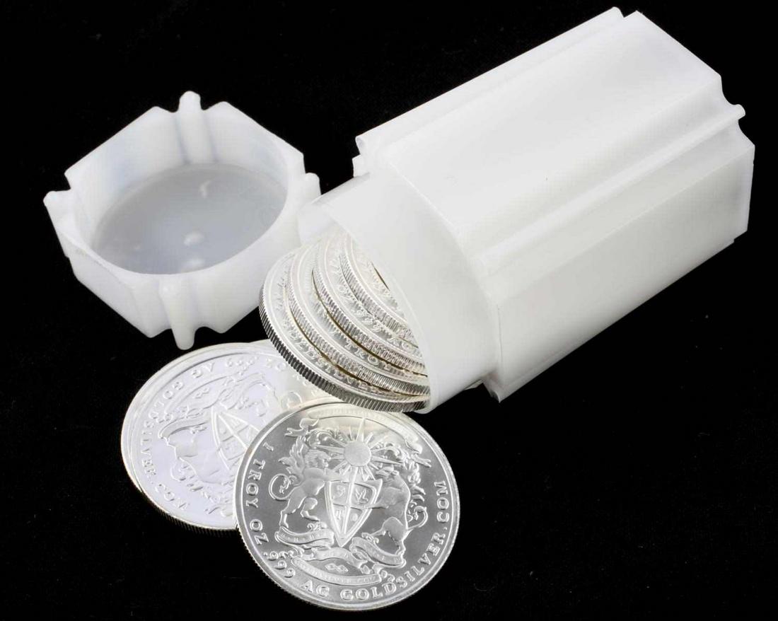 10 1 OZT .999 FINE SILVER PEGASUS ROUNDS: All electronically tested pure silver This lot has a reserve.