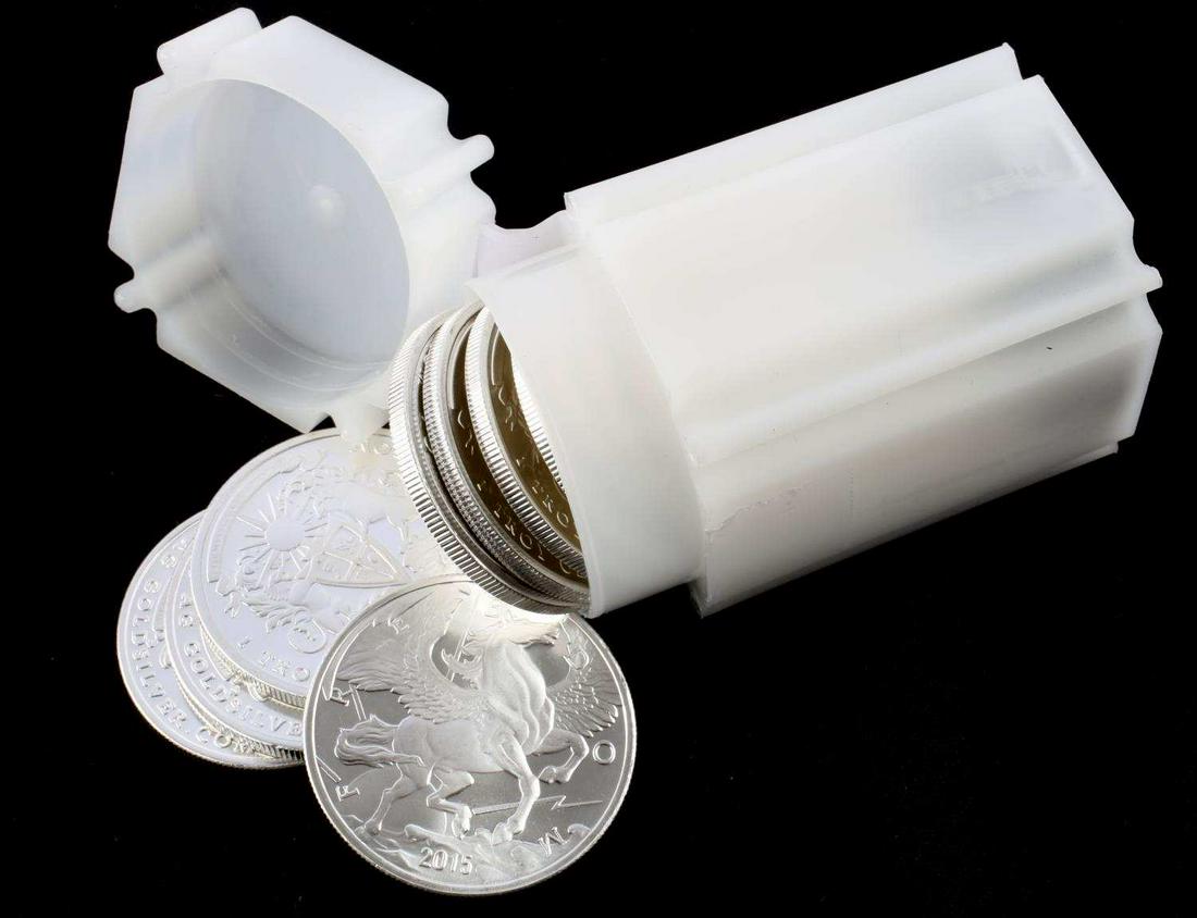 20 1 OZT .999 FINE SILVER PEGASUS ROUNDS: All electronically tested pure silver This lot has a reserve.