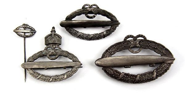 3 WWI IMPERIAL GERMAN ZEPPELIN BADGES & MINI