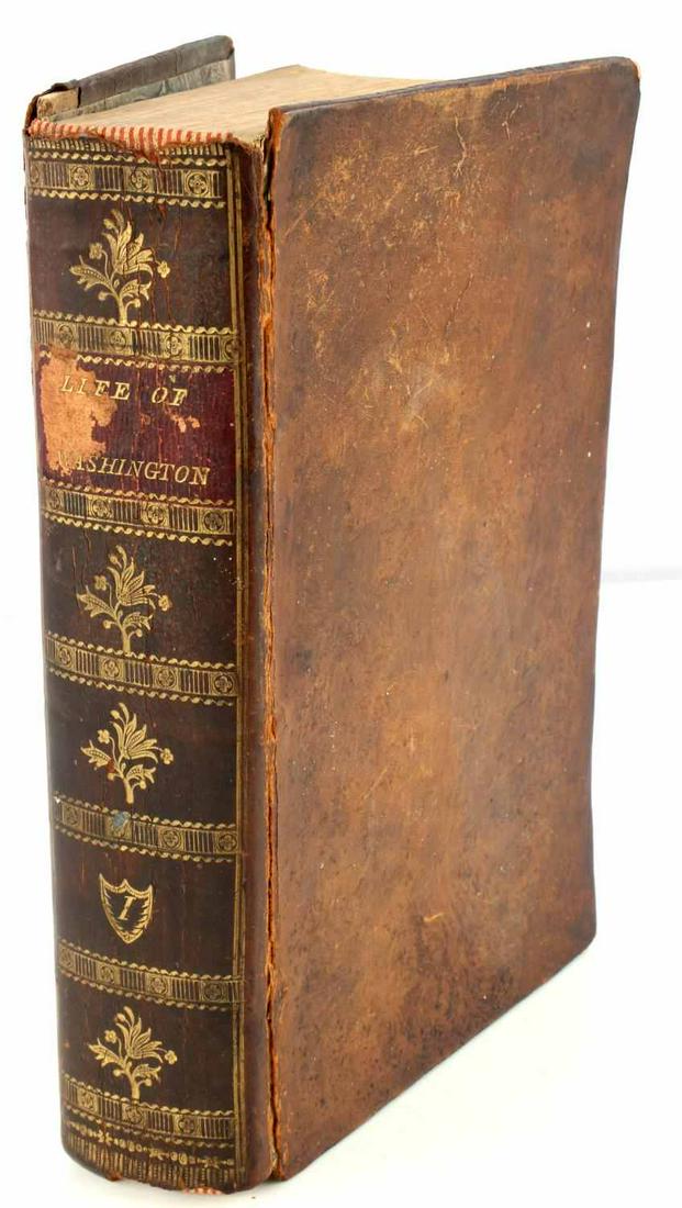 LIFE OF GEORGE WASHINGTON BIOGRAPHY BY MARSHALL: Published by C.P. Wayne in 1804 Life of George Washington by John Marshall volume 1 (leather bound).compiled from Washington's original papers Condition: Foxing thought out with straightened dog earri