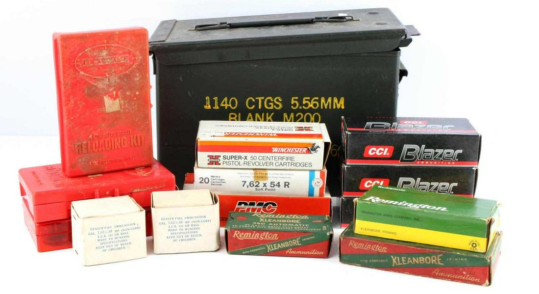 400 ROUNDS OF VARIOUS CALIBER RIFLE & PISTOL AMMO: Super Large Ammo Lot, 400 Rounds of Various Caliber's and Brands includes; (150) BLAZER 9mm Luger, (20) PMC 7.62 X 39mm Rifle Cartridges, (50) REMINGTON 9mm Luger Subsonic, (50) WINCHESTER 9mm Luger P