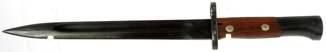 YUGOSLAVIAN M48 BAYONET WITH SCABBARD: 10 inch blade with scabbard marked ????????? 44 (Serbian writing) at the base of the blade. Yugo M48, Proof Marked scabbard and blade with 44.