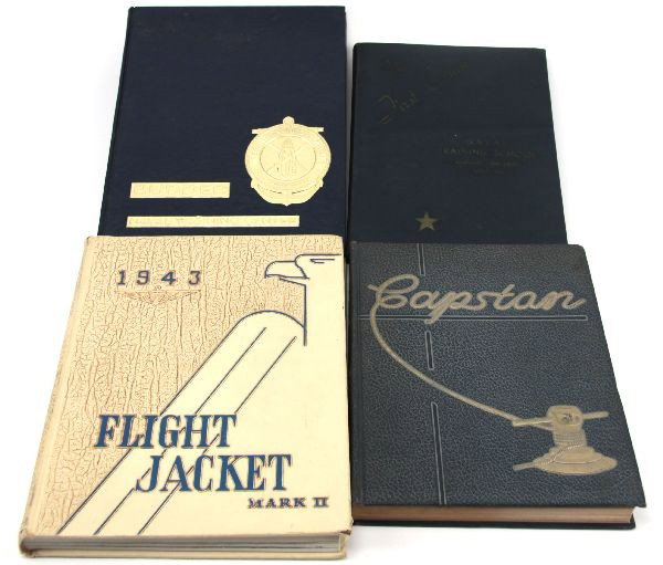 LOT OF FOUR NAVY UNIT HISTORIES 3 FROM WWII: Lot of four US Navy unit histories. Harvard Naval Training School 1942, Notre Dame midshipmen School 1943 (Later well known actor Kirk Douglas listed on page 34), Pensacola Naval Air Training Center 1