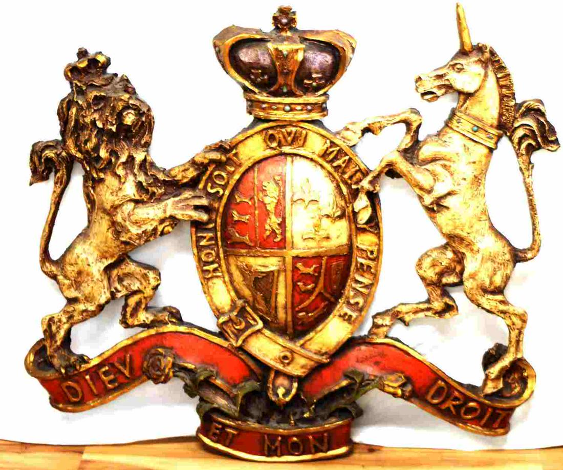 SEGURA MID CENTURY ENGLISH KNIGHTHOOD 3-D RELIEF: Mid Century wall art by Juan Segura 3-D Fiberglass relief featuring the Order of the Garter. Signed J. Segura and dated 1965. Condition: very good. Dimensions: 33 x 28 inches.