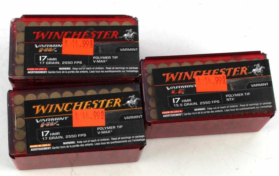150 WINCHESTER 17 HMR VARMINT AMMUNITION: Factory rounds 17 grain.