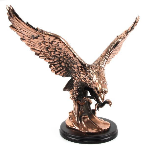 LARGE COPPER EAGLE SCULPTURE ON WOOD BASE