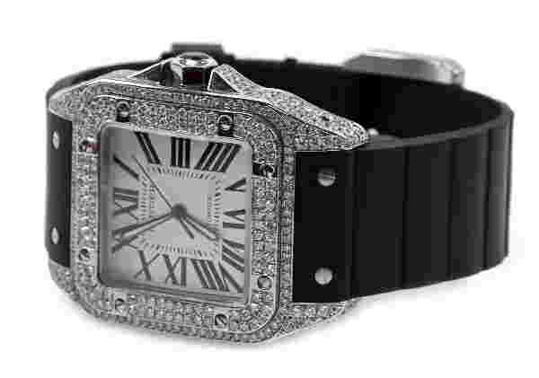 Mens Cartier Santos 100 Watch With Diamonds Dec 05 2010 Affiliated Auctions In Fl
