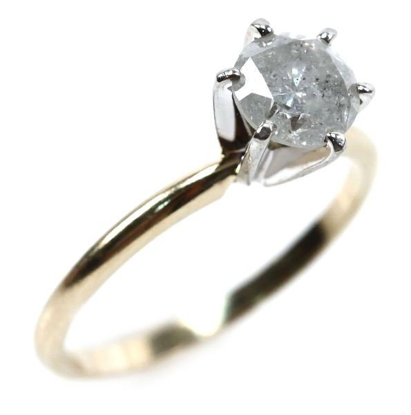 LADIES 14K YELLOW GOLD DIAMOND SOLITAIRE RING: An approx. 0.75ct round cut diamond solitaire in a six-prong white gold setting. . Size: 6.5 . Weight: 2.1 g . Condition: Very good