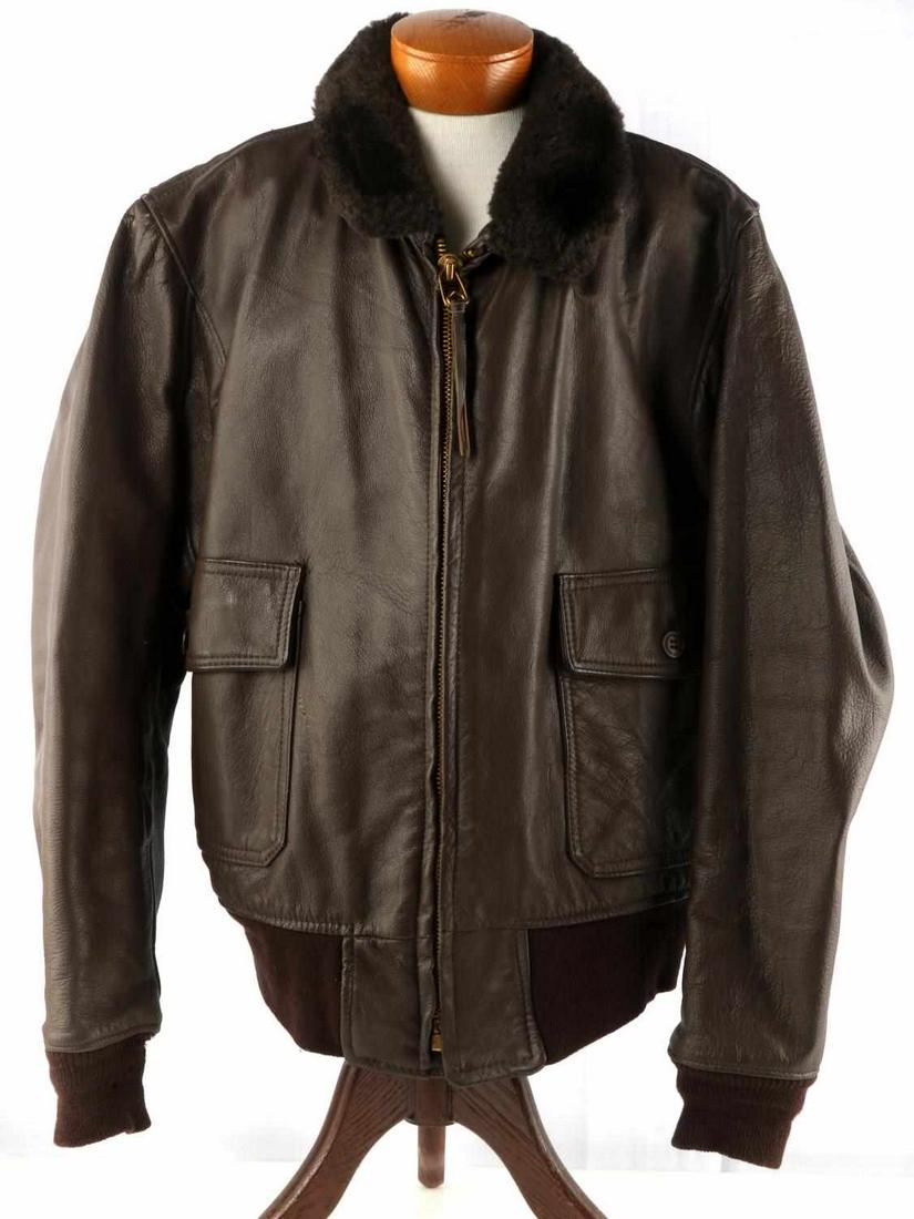 VIETNAM WAR NAVY G1 LEATHER FLIGHT JACKET SZ 44: Appears unissued like new condition, large size wearable 44 R, lamb collar.