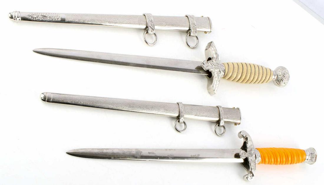 REENACTOR WWII GERMAN HEER & LUFTWAFFE DAGGER LOT: Excellent representations, maker marked blades.