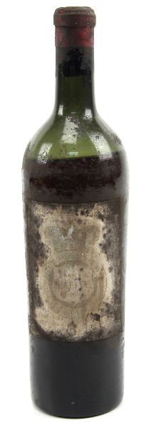 1909 CHATEAU LAFITE RED BORDEAUX BLEND- 750ML BTL: 1909 Chateau Lafite Rothschild. Premier Cu classe. Appellation: Pauillac. Mid-shoulder fill. Original cork and wrapping intact. Relabeled with Nathan Johnson & Sons importer label. Label in good condi