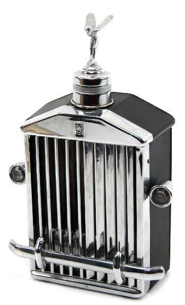 Shreve Chrome Rolls Royce Grill Decanter Music Box
