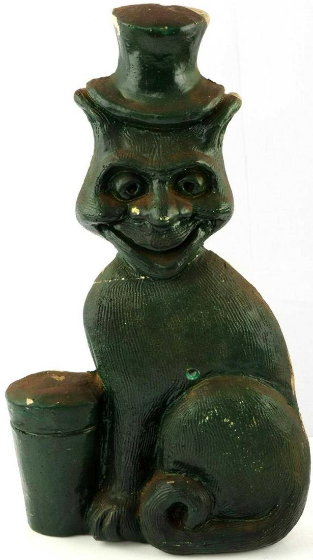 OLD ENGLISH PUB CHALKWARE CHESHIRE CAT 14 INCHES: Head has been repaired, otherwise good.