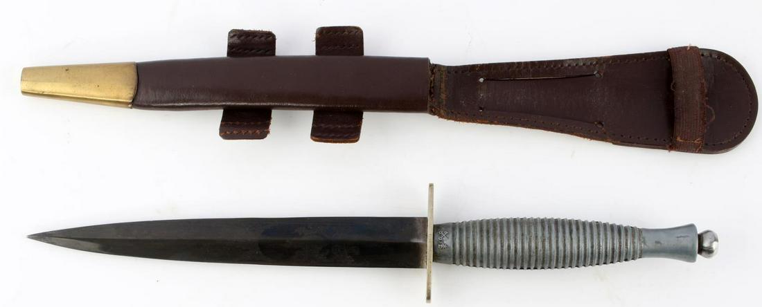 FAIRBAIRN SYKES J. NOWELL & SONS POST WAR KNIFE: Very good original condition, crossed Keys above cross guard.