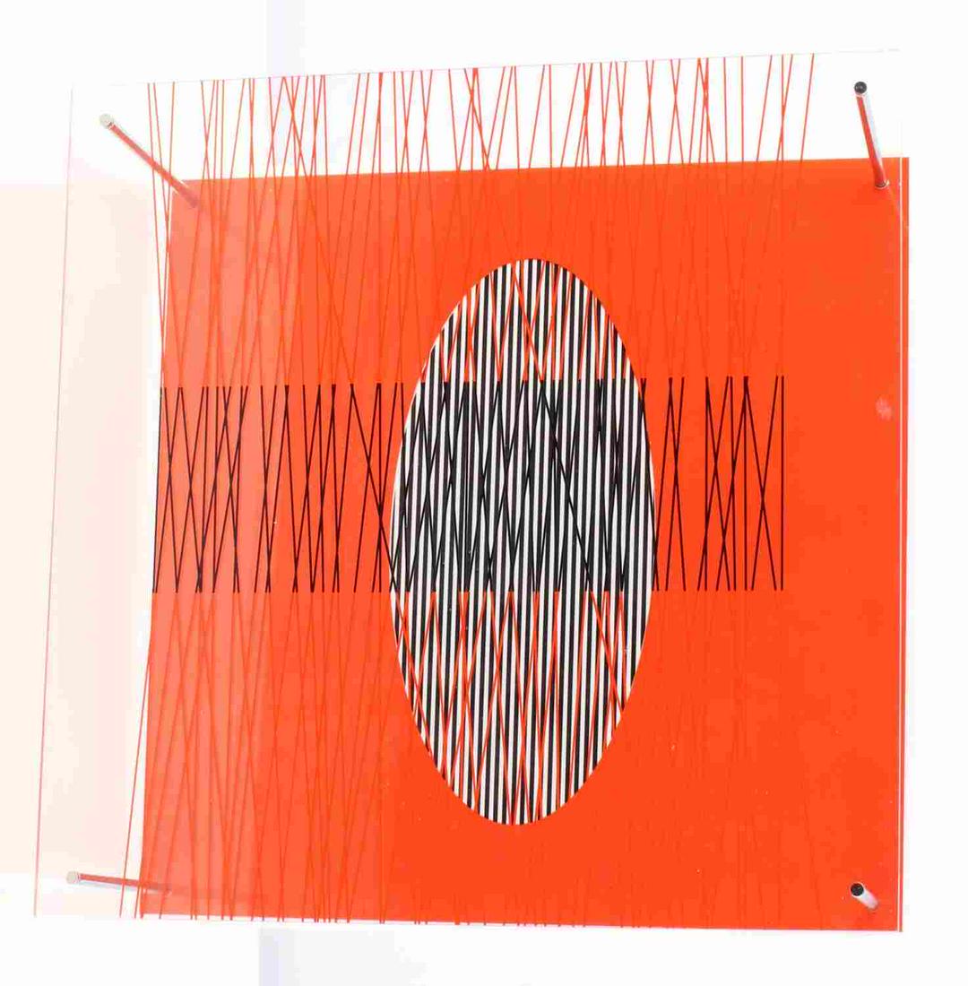 JESUS RAFAEL SOTO OVALO EN EL ROJO 1979 SIGNED 110: JesÃºs Rafael Soto (Venezuelan, 1923 â€“ 2005) was an optical illusionist, kinetic artist. Born in Venezuela, then moved to Paris in his twenties for further study and development of his art. O