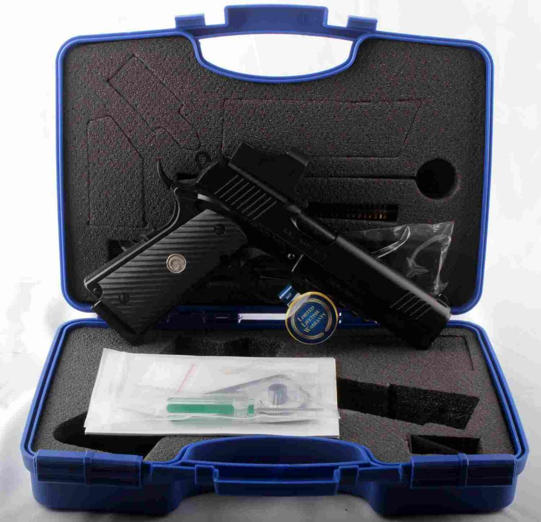GIRSAN MC 1911 ST .45 ACP PISTOL & OPTICS IN BOX: Girsan MC 1911 ST .45 ACP pistol with Perry red dot sight mounted on top, all in good condition. Comes with one 8-round magazine, safety lock, optic tools, and owner's manual. FFL required for transfe