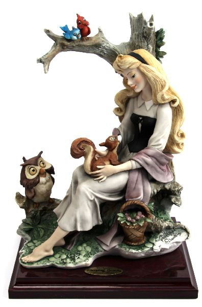 GIUSEPPE ARMANI DISNEY SLEEPING BEAUTY FIGURINE: 10.5 inch porcelain Walt Disney's Sleeping Beauty figurine crafted by Giuseppe Armani. Very good condition with original box.