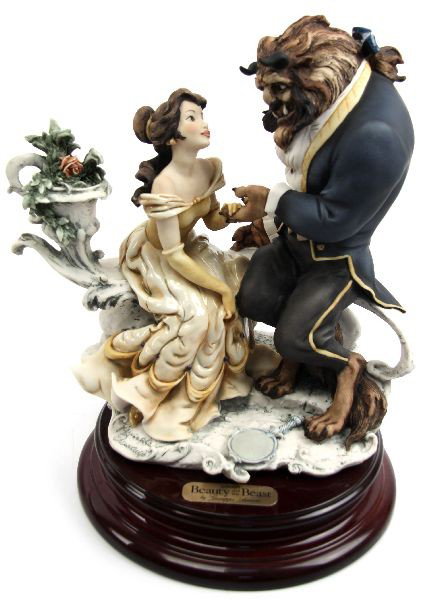 GIUSEPPE ARMANI DISNEY BEAUTY & THE BEAST FIGURINE: 12 inch porcelain Belle and the Beast figurine from Walt Disney's Beauty and the Beast, crafted by Giuseppe Armani Florence. Limited edition 1293/2000. Very good condition with original box.