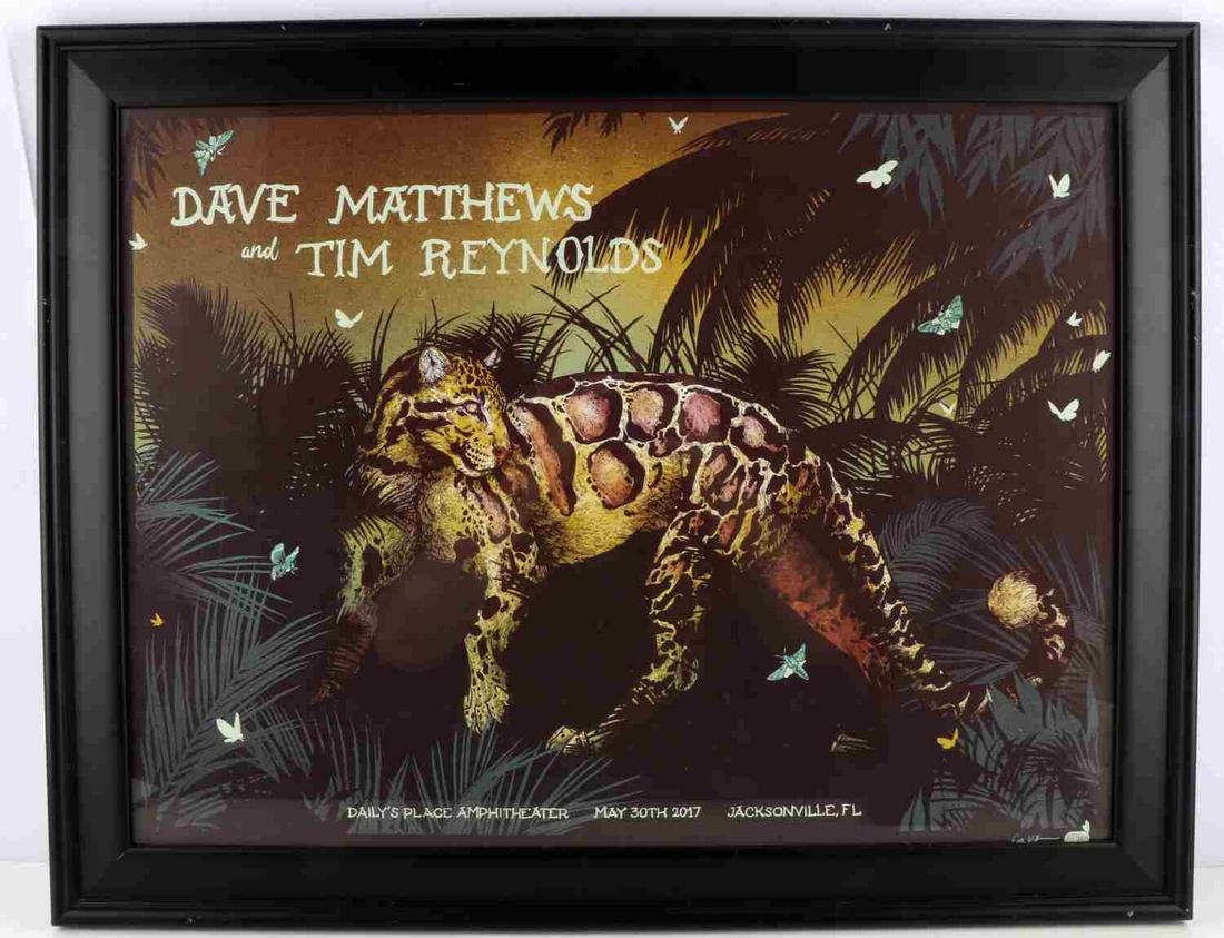 DAVE MATTHEWS BAND & TIM REYNOLDS CONCERT POSTER: Limited edition 323/675 silkscreen concert poster. Artist: Dave Matthews and Tim Reynolds at Daily's Place Amphitheater, May 30th 2017, Jacksonville, Florida. In great condition, Measures 27x22 inches