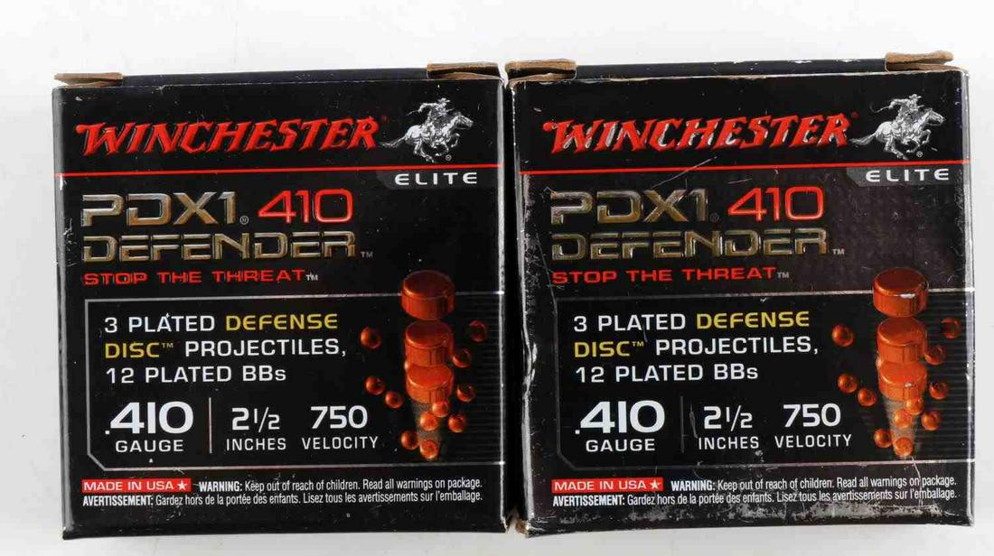 20 ROUNDS WINCHESTER .410 PDX1 DEFENDER SHOT SHELL: New in box factory rounds.