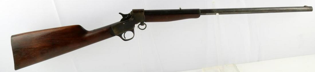 J STEVENS CRACK SHOT .22 LR BOYS YOUTH RIFLE: Early 1900's manufacture. Single shot breech loading rifle in .22 long rifle. Blued steel with plumb brown patina, wood stocks, 20 inch barrel with dark, pitted bore, maker marked on top, steel plate,