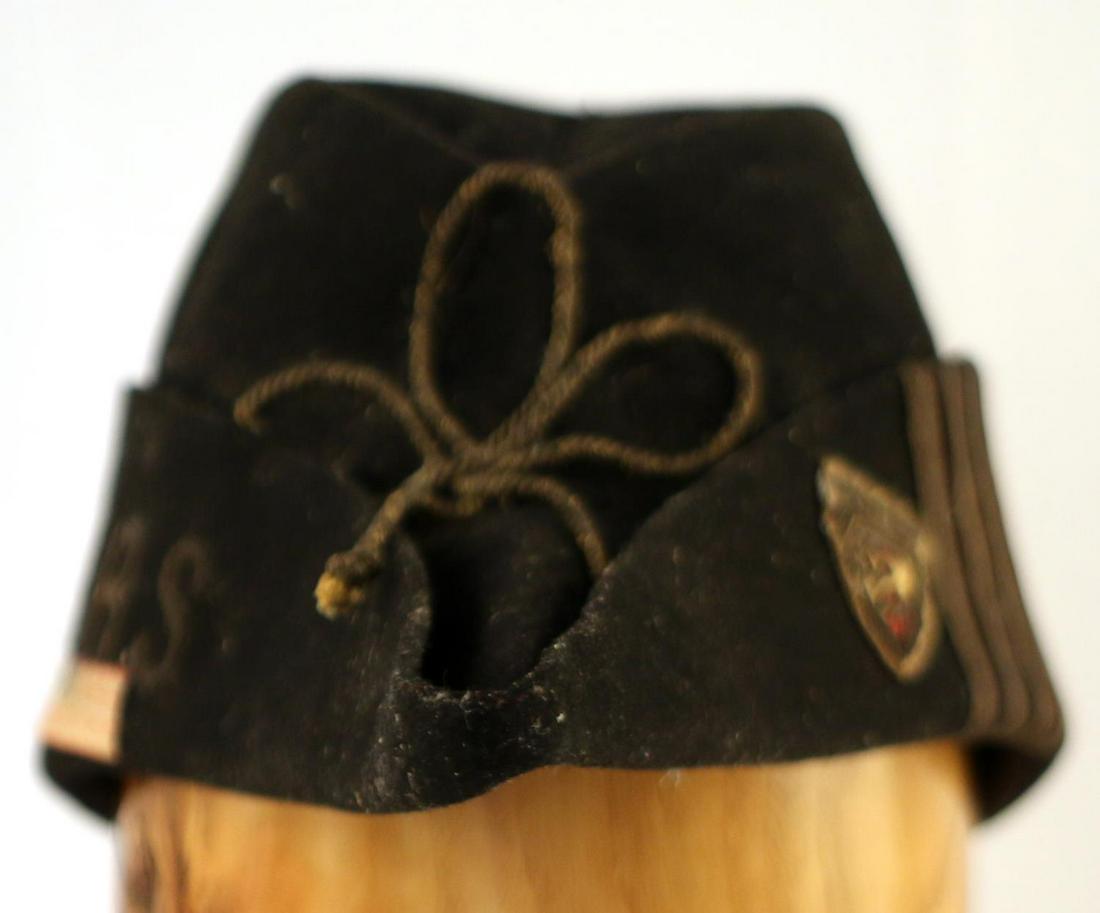 US NAVY FRATERNAL BICORN CAP ARS SPQR CAPTAINS HAT: Measures 15 inches from front to back, ARS embroidered above a stylized American flag, on the other side there is a crest with SPQR embroidered next to captains bars, the front has a 3 looped rope. Sm