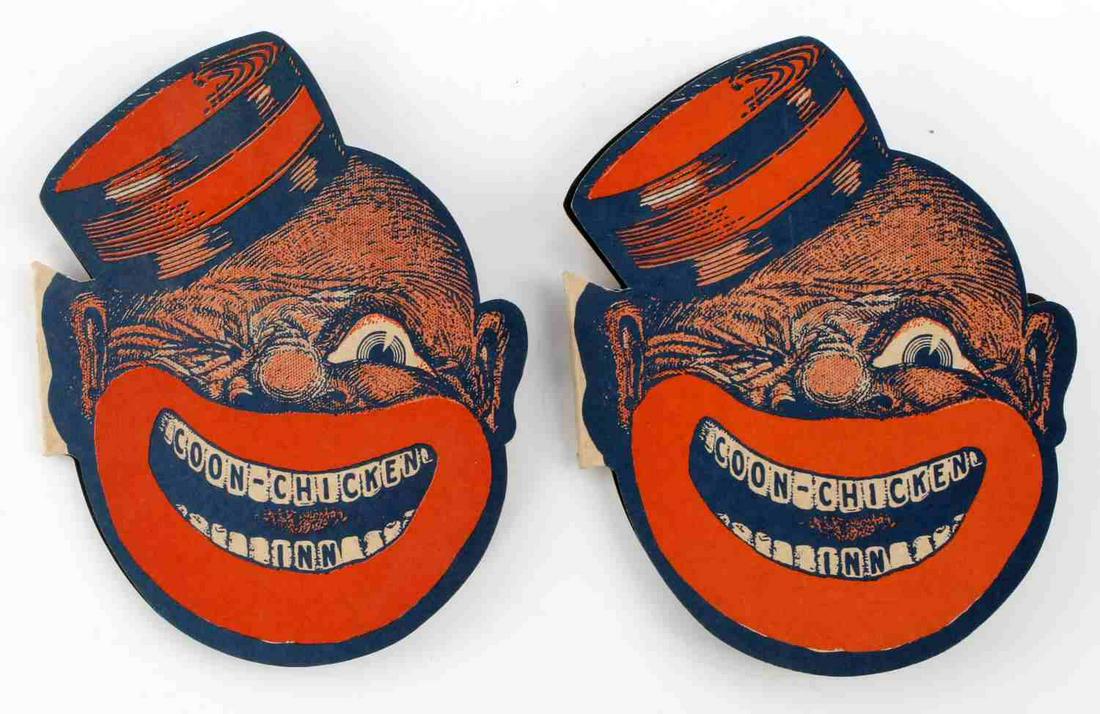 2 VINTAGE COON CHICKEN INN HAND MENU LOT: Each very good original condition, hand sized.