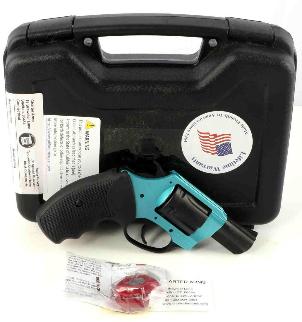 CHARTER ARMS SANTA FE SKY .38 SPECIAL REVOLVER: Charter Arms Santa Fe Sky .38 special revolver brand new in box. Comes with owner's manual and Charter Arms paperwork. FFL required for transfer. No international shipping. Caliber: .38 Spcl Serial #: