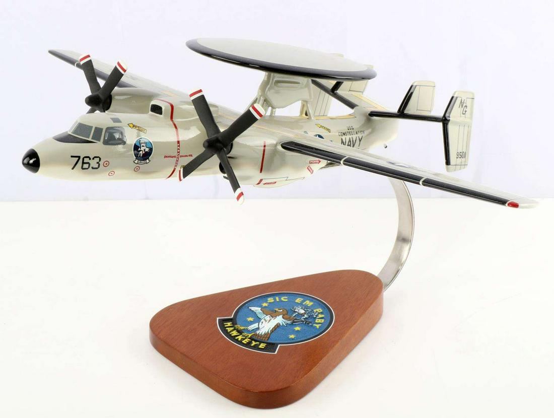 VAW 126 USS CONSTELLATION E2 EW CUSTOM MODEL: Has 17 inch wingspan, custom stand, wood model, Warplanes.com production. Very good original condition