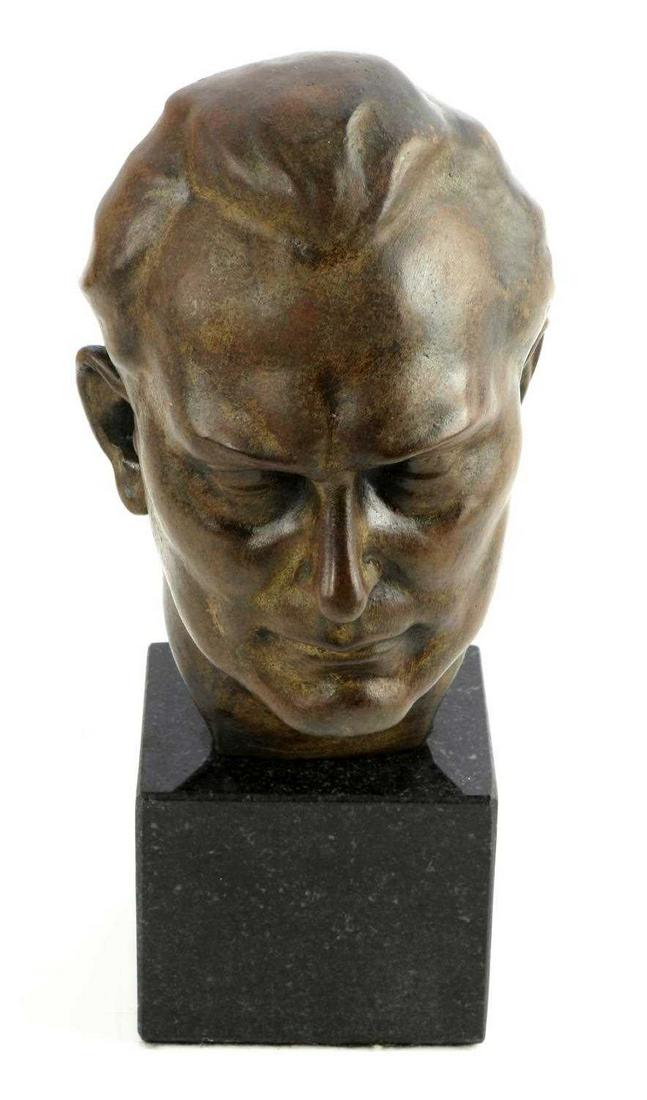 WWII GERMAN THIRD REICH HERMANN GOERING BUST: Hermann Goering bust atop marble base. Bronze head. Measures 7 inches. No markings or signatures.