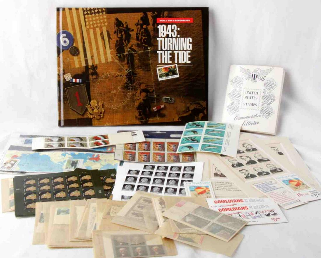 LARGE LOT OF US STAMPS ALL UNCANCELLED UNSEARCHED: Large U.S.A. Stamp Lot, Uncancelled and Unsearched. Booklets and Sheets: Presidents of the U.S., Tiffany lamp, Lincoln Memorial, U.S. Supreme Court Justice John Marshall Bicentennial, Ann Rand, 1990 S