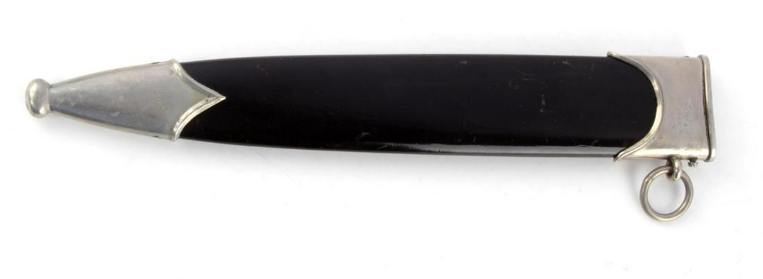 WWII GERMAN NSKK METAL DAGGER SS SCABBARD: Steel scabbard with black enamel, unmarked, 9.75 inches long, good condition. Unauthenticated, sold as is.