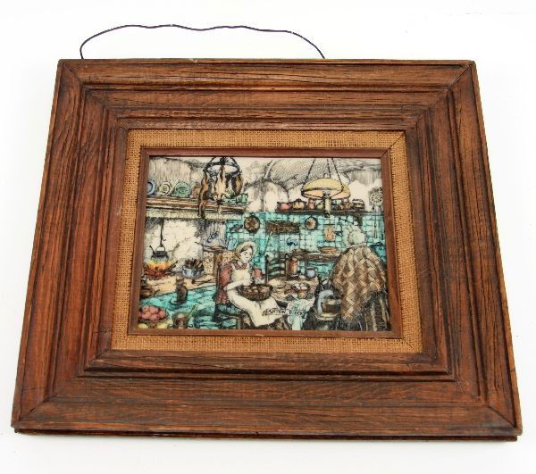 AFTER ANTON PIECK ENGRAVED COMPOSITION DIORAMA: 17.5x15.5 framed. Image size 9.5x7.5 inches. Engraved composition piece of a 19th C. scene after Anton Pieck (Dutch, 1897-1987). Very good condition.