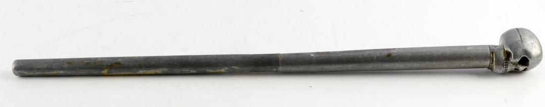 SKULL HEAD SWAGGER STICK 15" VIETNAM BRING BACK: In country made, screws together, 2 piece.
