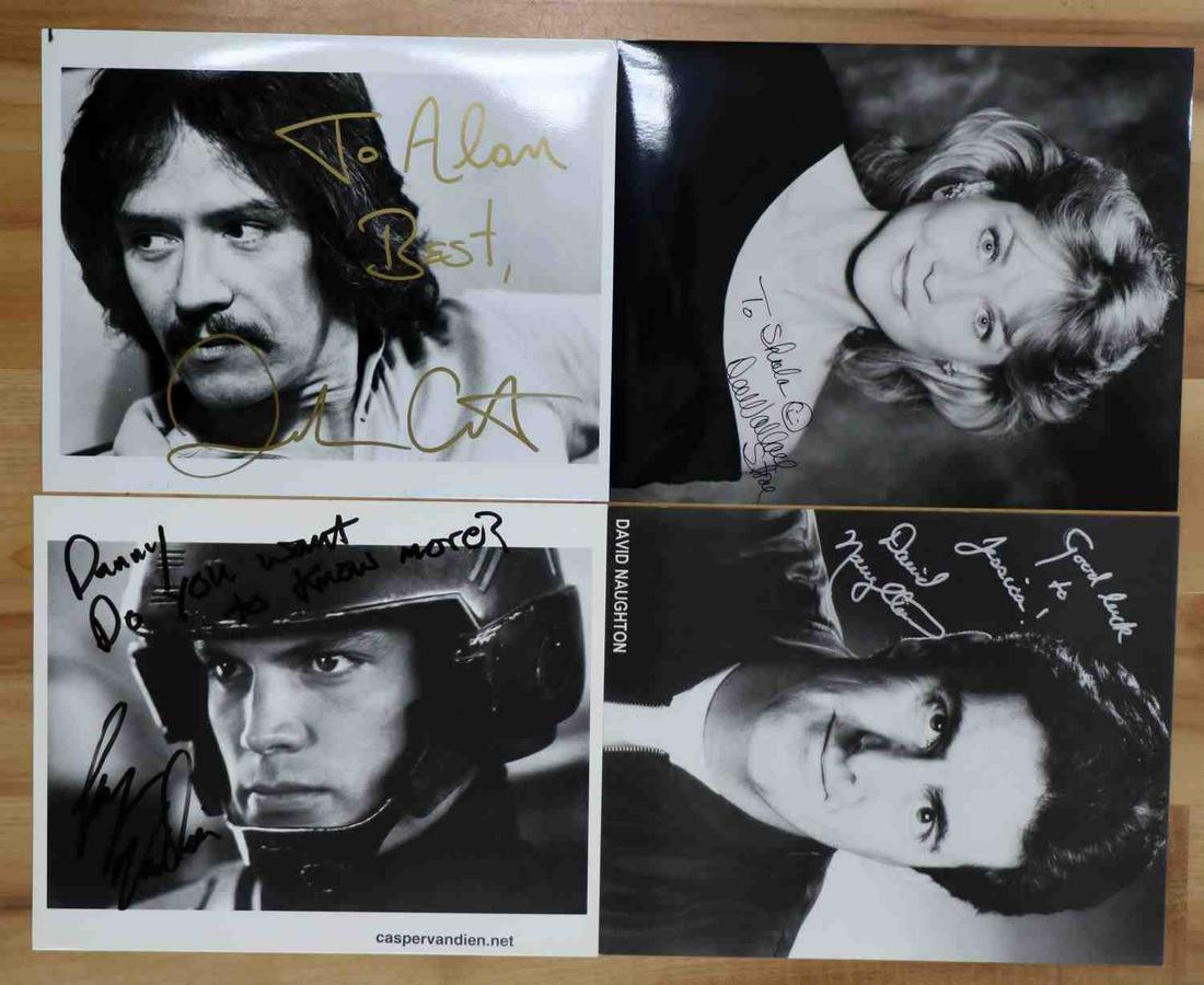 4 FAMOUS HORROR CELEBRITY AUTOGRAPHS CARPENTER: Lot of FOUR (4) hand-signed 8X10 photographs by famous horror celebrities includes the legendary director John Carpenter ("Halloween", "The Thing", "The Fog"), actress Dee Wallace Stone ("E.T.", "Crit