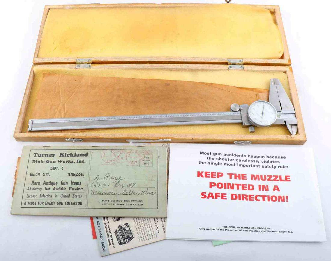 DIAL CALIPERS M1 REMINGTON HIGGIND MOD 88 MANUALS: Boxed working dial calipers, and gun manuals, M1 CMP program and others.