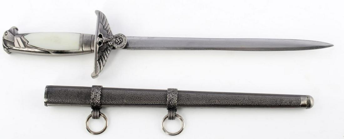 WWII GERMAN THIRD REICH NSDAP POLITICAL DAGGER: WWII German Third Reich NSDAP Political Dagger. Makers mark is unreadable. Dagger measures 15 inches. No marks. Modern reproduction.