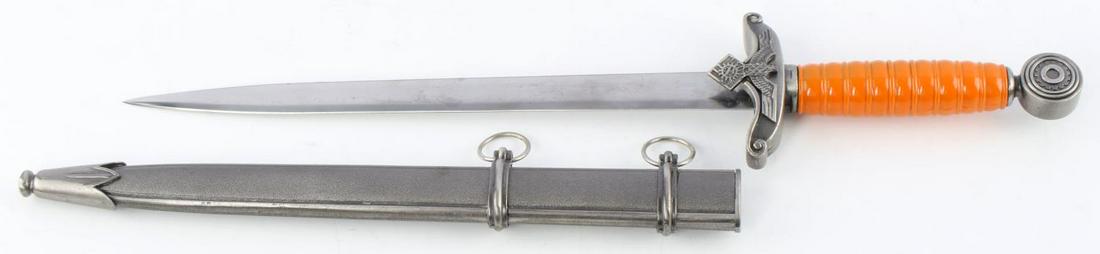 WWII GERMAN THIRD REICH TENO OFFICER DAGGER NSDAP: WWII German Third Reich TENO (Technical Emergency Corps "Technische Nothilfe") Officers Dagger, measures approx. 15.5 inches in total length with a 10 inch blade. Obverse of blade is marked "RZM" near