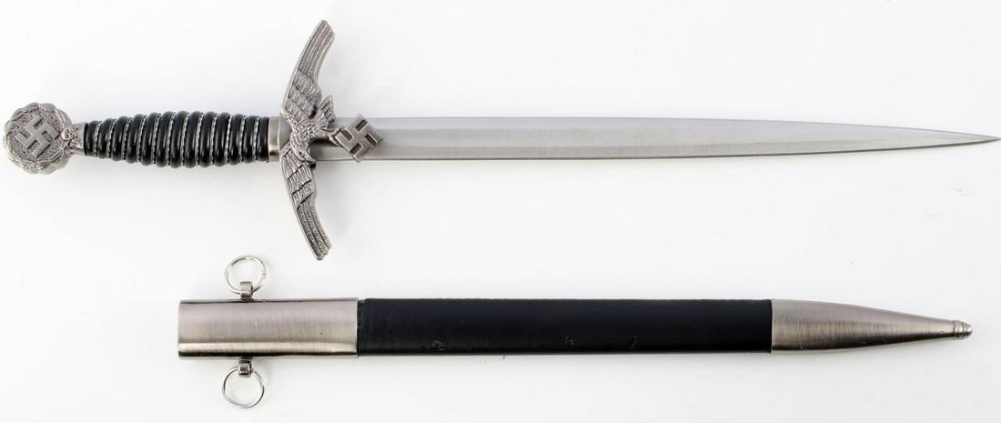 WWII GERMAN THIRD REICH 1ST MODEL LUFTWAFFE DAGGER: WWII German Third Reich First Model Luftwaffe Dagger, measures approx. 17.5 inches in total length with a 12 inch blade. No markings on blade. Grip, pommel and crossguard are tight. Minor signs of wea