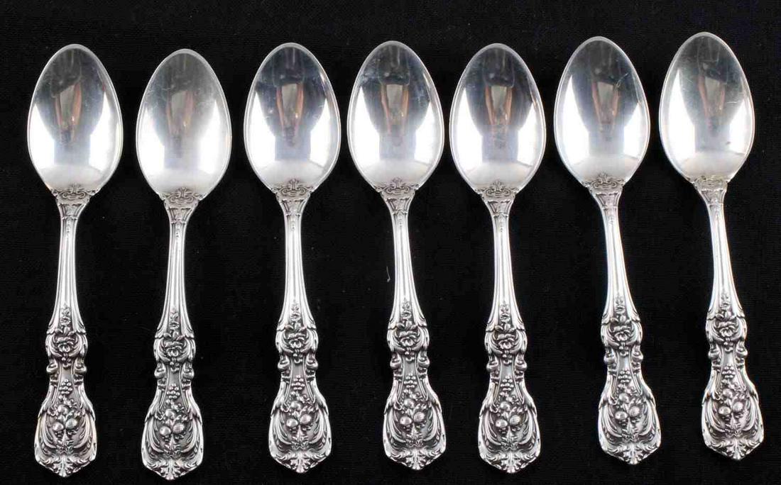 7 FRANCIS I REED & BARTON STERLING DEMITASSE SPOON: Lot of 7 Sterling Silver Demitasse Spoons by Reed and Barton. Pattern: Francis I with Eagle-R-Lion hallmark, 1907. Total weight 110 grams. No monograms This lot has a reserve.