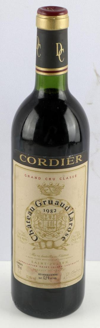1982 CHATEAU GRUAUD LAROSE ST JULIEN WINE: 1982 Chateau Gruaud Larose, St. Julien1-750 ml bottle. 12.5% ABV. Upper mid shoulder ullage, stored on its side with little to no light, sealed corkage, and very good label.