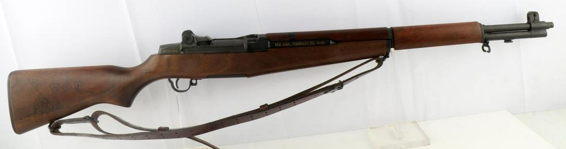 IWO JIMA M1 GARAND SEMI AUTO RIFLE .30 CAL W COA: Army green matte steel, 24.5 inch barrel with near mint bore, maker, model, caliber, and serial number marked to breech, Iwo Jima, February 23, 1945 marked to right side, 387 of 1945 marked to right o