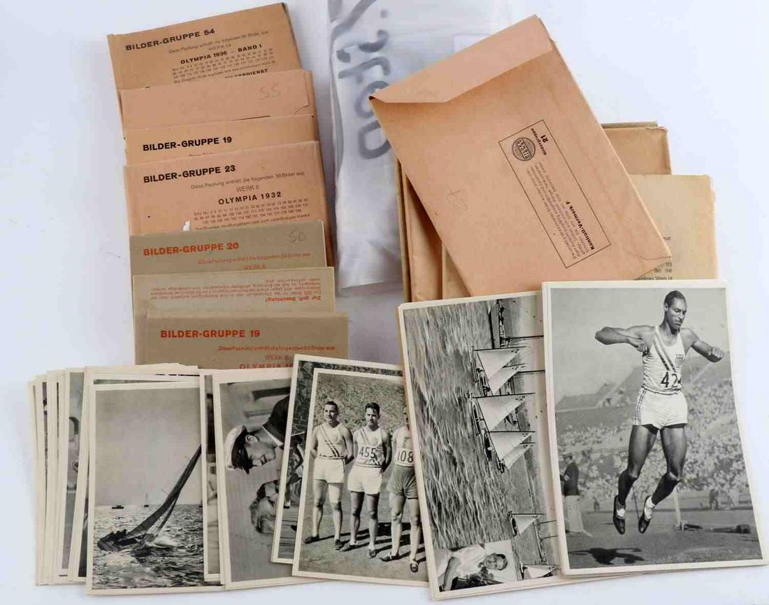 650+ LOT 1932 & 1936 BERLIN OLYMPIC TOBACCO CARDS: Includes 650+ German tobacco cards, all issued for the 1932 & 1936 Berlin Olympic Games. many in original packaging. All originals and in very good overall condition. This lot has a reserve.