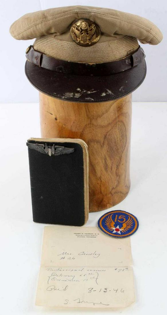 WWII AERIAL GUNNER 15TH AIR FORCE MISSION DIARY: Grouping includes war time property of Charles H. Crowley, Jackson Tn. Includes his diary of 49 missions in the Mediterranean his crew members, details of each mission, including Flak, fighter attacks