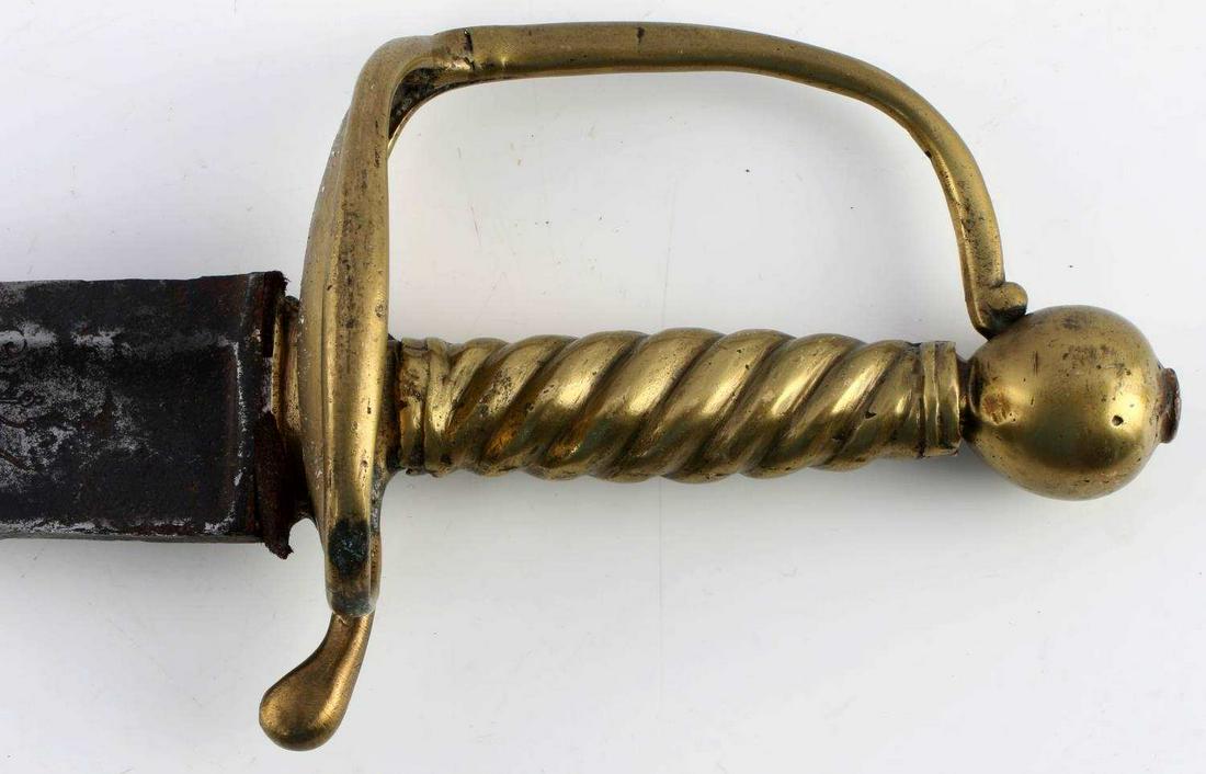LATE18TH CENTURY KINGDOM OF SARDINIA NAVAL CUTLASS: Late 1700's Italian Kingdom of Piedmont-Sardinia naval cutlass with blade measuring about 24 1/2 inches long. Blade is marked "Vive le Roi" (long live the king) on ricasso. and features the military i